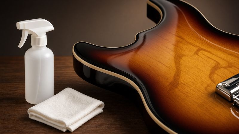 Illustration of a Dunlop 654C Formula 65 Guitar Polish & Cleaner with Cloth - AI-generated, not a photo of the exact product