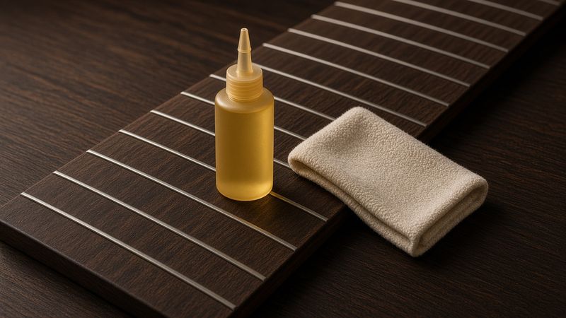 Illustration of a Dunlop Formula 65 Fretboard Ultimate Lemon Oil (6554, 4oz) - AI-generated, not a photo of the exact product