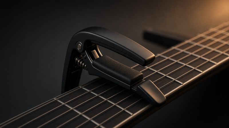Illustration of a Ernie Ball Axis Capo - AI-generated, not a photo of the exact product