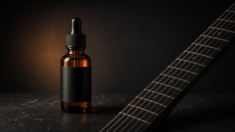 Illustration of a MusicNomad F-ONE Fretboard Oil (MN105) - AI-generated, not a photo of the exact product