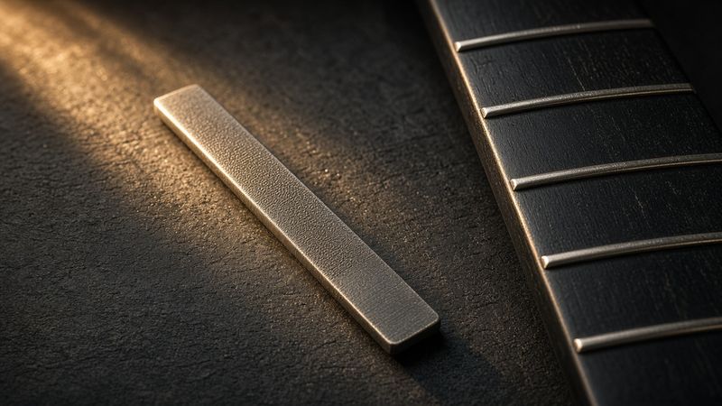 Illustration of a MusicNomad Diamond Coated Fret End Dressing File (E-File, MN830) - AI-generated, not a photo of the exact product