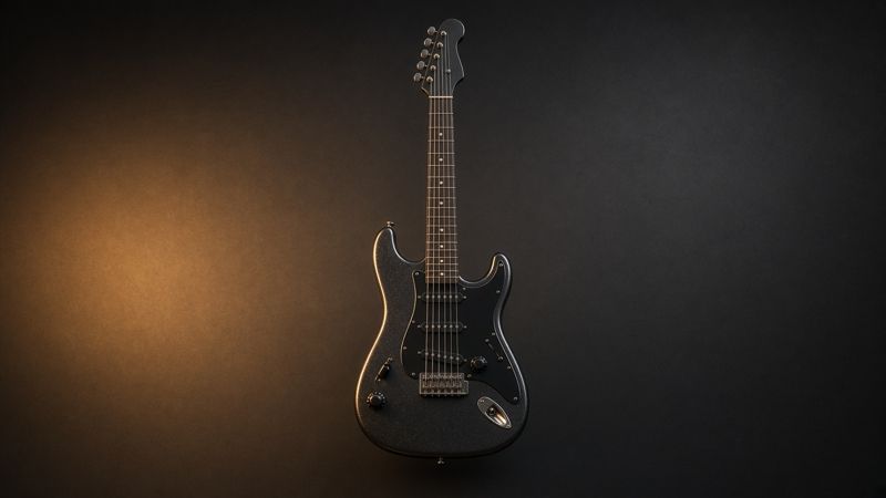 Illustration of a Squier Mini Stratocaster - AI-generated, not a photo of the exact product