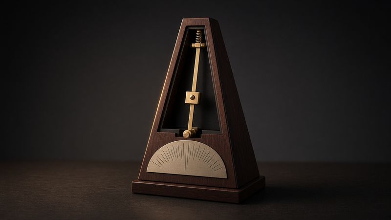 Illustration of a Wittner Mechanical Pyramid Metronome (Traditional Wind-Up) - AI-generated, not a photo of the exact product